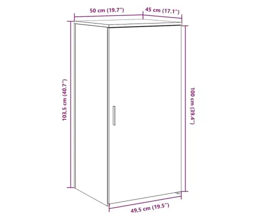 Hoiukapp, Hall Sonoma Tamm, 50X45X103,5 Cm Tehispuit