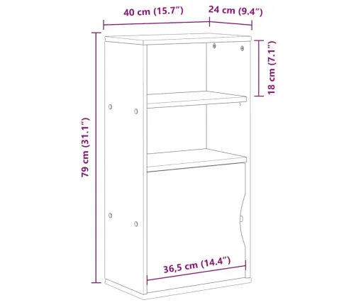 Šoninė Spintelė, Odda, Baltas, 40X24X79cm Pušies Masyvas