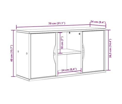 Tv Skapis “Odda” Balts 79X24X40 Cm Priedes Masīvkoka Vidaxl