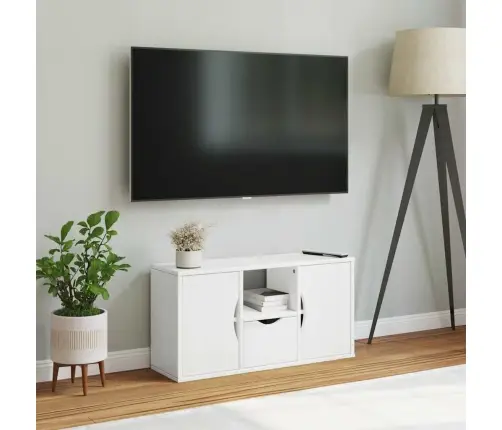 Tv Skapis Ar Atvilktni Odda Balts 79X24X40Cm Priedes Masīvkoks Vidaxl