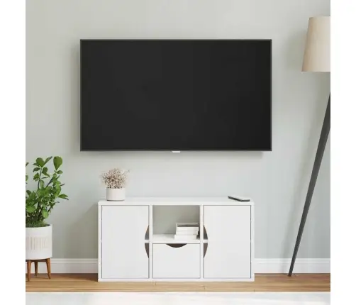 Tv Skapis Ar Atvilktni Odda Balts 79X24X40Cm Priedes Masīvkoks Vidaxl