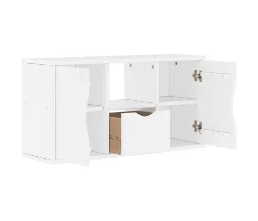 Tv Skapis Ar Atvilktni Odda Balts 79X24X40Cm Priedes Masīvkoks Vidaxl