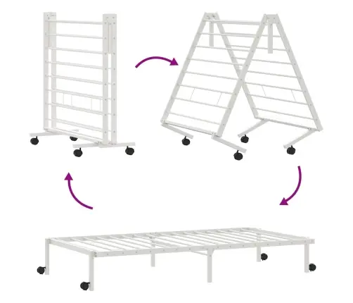 Gultas Rāmis Bez Matrača Saliekams Balts 75X190 Cm Tērauds Vidaxl