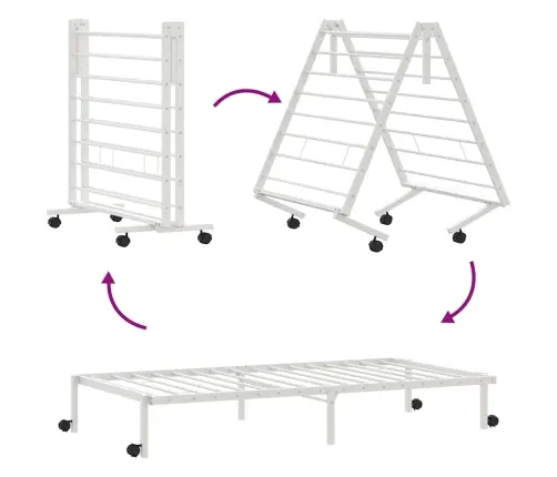 Lovos Rėmas Be Čiužinio Sulankstomas Baltas 90X190 Cm Plieninis