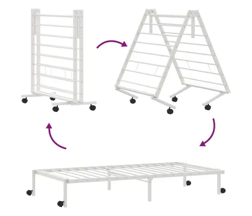Gultas Rāmis Bez Matrača Saliekams Balts 100X200 Cm Tērauds Vidaxl
