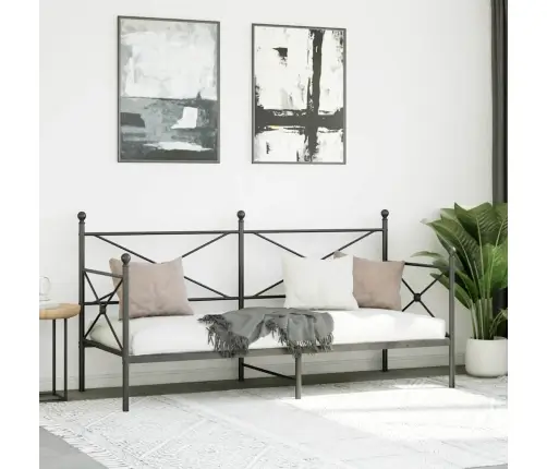 Dienas Gulta Bez Matrača Melns 90X200 Cm Tērauds Vidaxl