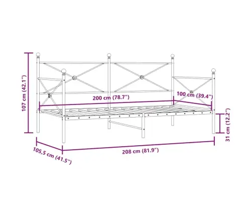 Dieninė Lova Be Čiužinio Juoda 100X200 Cm Plienas