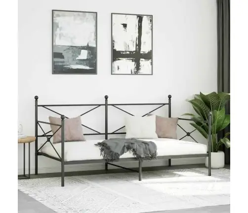 Dienas Gulta Bez Matrača Melns 107X203 Cm Tērauds Vidaxl Dienas Gulta Bez Matrača Melns 107X203 Cm Tērauds Vidaxl