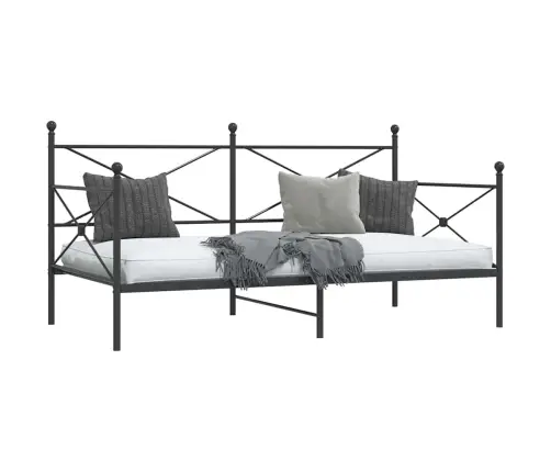 Dienas Gulta Bez Matrača Melns 107X203 Cm Tērauds Vidaxl Dienas Gulta Bez Matrača Melns 107X203 Cm Tērauds Vidaxl