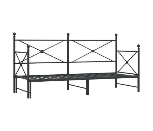 Kušete Ar Izliekumu Bez Matrača, Melns 90X190 Cm Tērauds Vidaxl