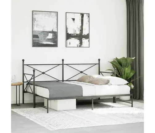 Kušete Ar Izliekumu Bez Matrača, Melns 90X190 Cm Tērauds Vidaxl