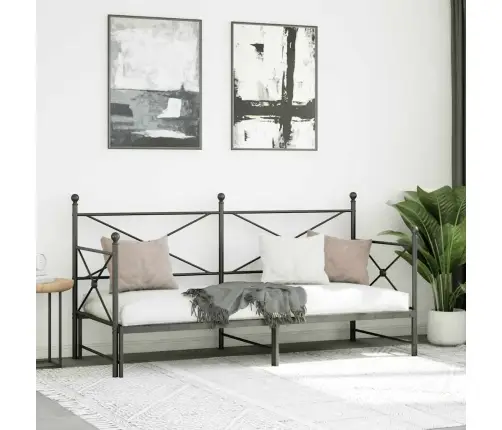 Kušete Ar Izliekumu Bez Matrača, Melns 90X190 Cm Tērauds Vidaxl