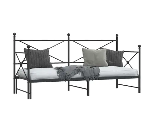 Kušete Ar Izliekumu Bez Matrača, Melns 90X190 Cm Tērauds Vidaxl