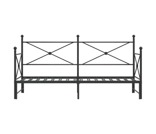 Kušete Ar Izliekumu Bez Matrača, Melns 90X190 Cm Tērauds Vidaxl