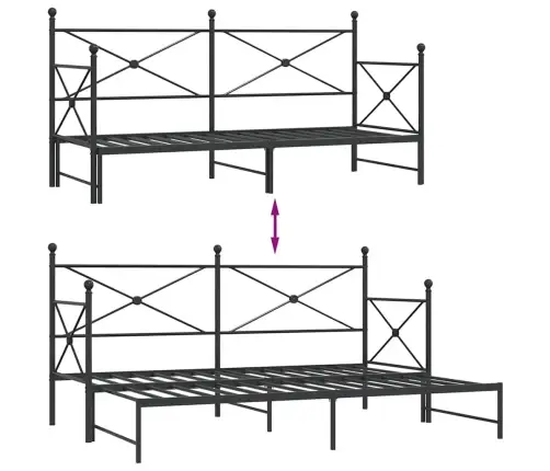 Kušete Ar Izliekumu Bez Matrača, Melns 90X190 Cm Tērauds Vidaxl