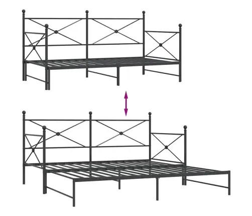 Kušetė Su Kušete Be Čiužinio Juodas 107X203 Cm Plienas