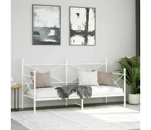 Dienas Gulta Bez Matrača Balts 80X200 Cm Tērauds Vidaxl