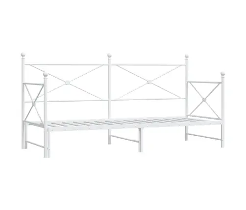 Kušete Ar Izliekumu Bez Matrača Balts 90X190 Cm Tērauds Vidaxl