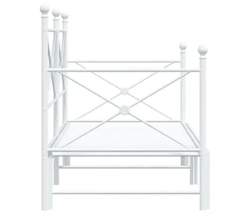 Kušete Ar Izliekumu Bez Matrača Balts 90X190 Cm Tērauds Vidaxl