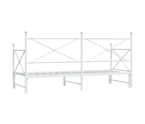 Kušete Ar Izliekumu Bez Matrača Balts 90X190 Cm Tērauds Vidaxl