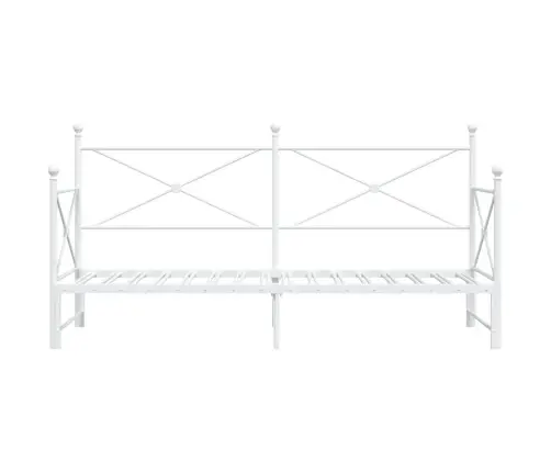 Kušete Ar Izliekumu Bez Matrača Balts 90X200 Cm Tērauds Vidaxl