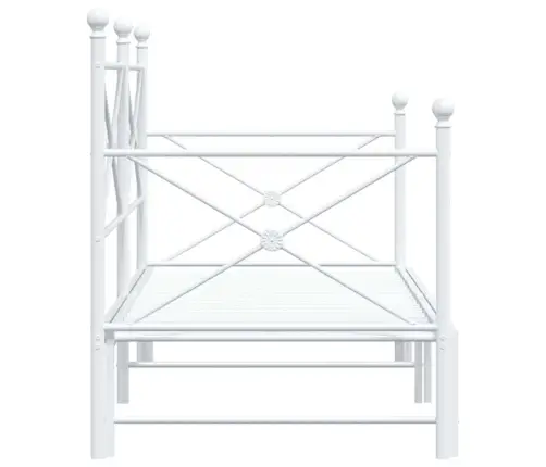 Kušete Ar Izliekumu Bez Matrača Balts 90X200 Cm Tērauds Vidaxl