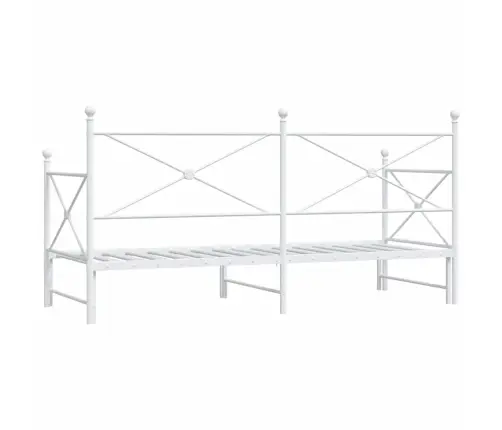 Kušete Ar Izliekumu Bez Matrača Balts 90X200 Cm Tērauds Vidaxl