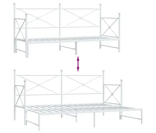 Kušete Ar Izliekumu Bez Matrača Balts 90X200 Cm Tērauds Vidaxl
