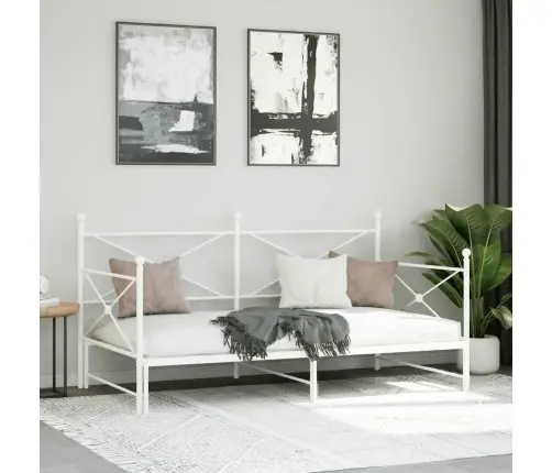 Kušete Ar Izliekumu Bez Matrača Balts 100X190 Cm Tērauds Vidaxl