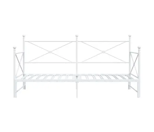 Kušete Ar Izliekumu Bez Matrača Balts 100X190 Cm Tērauds Vidaxl