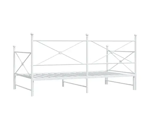 Kušete Ar Izliekumu Bez Matrača Balts 100X190 Cm Tērauds Vidaxl