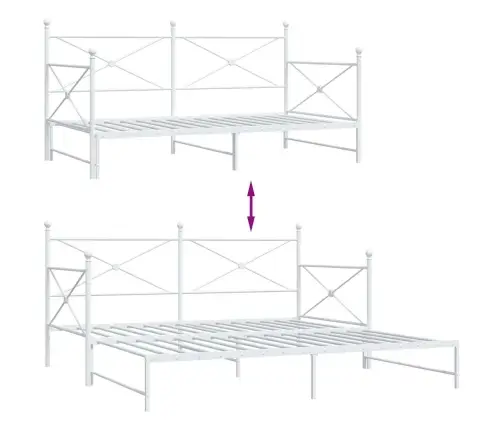 Kušete Ar Izliekumu Bez Matrača Balts 100X190 Cm Tērauds Vidaxl