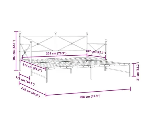 Kušetė Su Čiužiniu Be Čiužinio Baltas 107X203 Cm Plienas