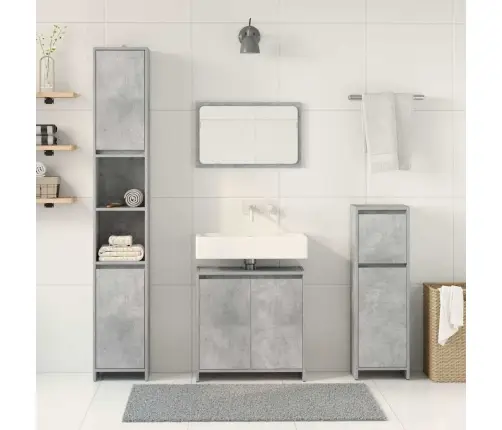 4-Daļīgs Vannasistabas Mēbeļu Komplekts, Betona Pelēks, Koks Vidaxl