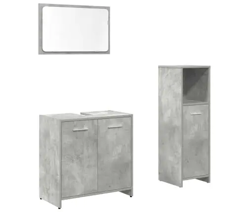 3-Osaline Vannitoa Mööblikomplekt, Betoonhall, Tehispuit