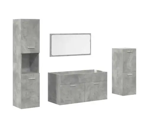 4-Osaline Vannitoa Mööblikomplekt, Betoonhall, Tehispuit
