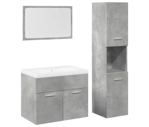 4-Osaline Vannitoa Mööblikomplekt, Betoonhall, Tehispuit