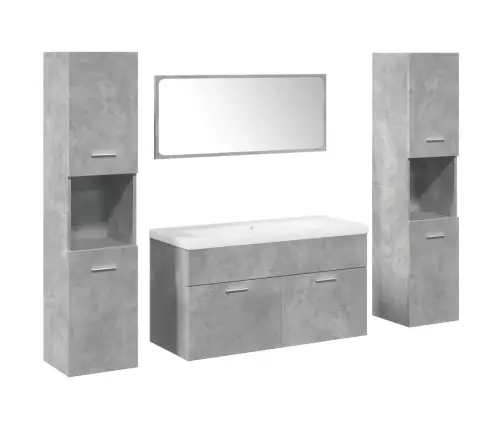 Vonios Baldų Komplektas, 5 Dalių, Betono, Apdirbta Mediena