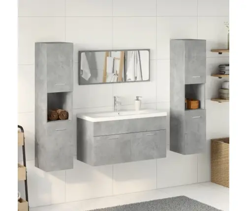 Vonios Baldų Komplektas, 5 Dalių, Betono, Apdirbta Mediena