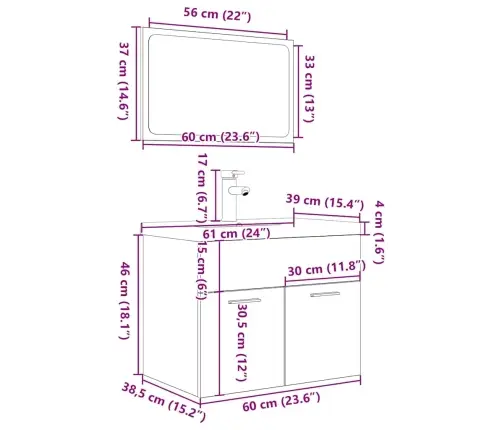 3-Daļīgs Vannasistabas Mēbeļu Komplekts, Inženierijas Koks Vidaxl