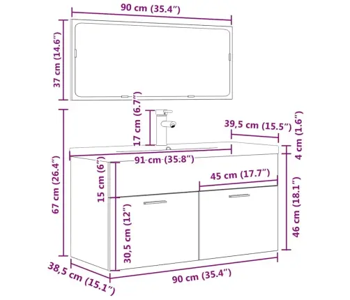 3-Daļīgs Vannasistabas Mēbeļu Komplekts, Inženierijas Koks Vidaxl