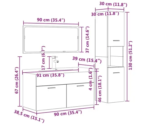 4-Daļīgs Vannasistabas Mēbeļu Komplekts, Betona Pelēks, Koks Vidaxl 4-Daļīgs Vannasistabas Mēbeļu Komplekts, Betona Pelēks, Koks Vidaxl