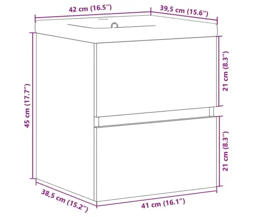 2-Osaline Vannitoa Mööblikomplekt, Betoonhall, Tehispuit