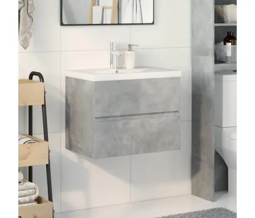 Vonios Baldų Komplektas, 2 Dalių, Betono Pilkas, Mediena