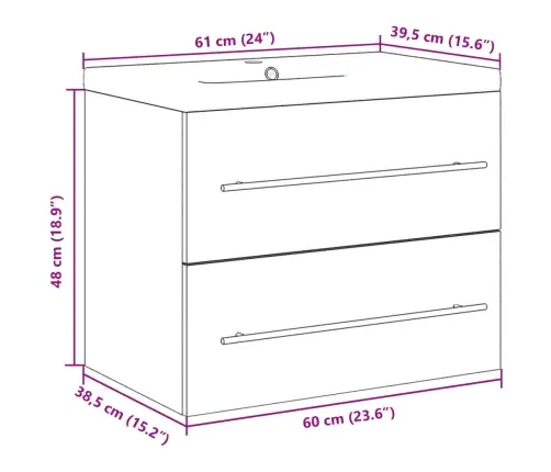 2-Osaline Vannitoa Mööblikomplekt, Betoonhall, Tehispuit