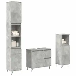 3-Osaline Vannitoa Mööblikomplekt, Betoonhall, Tehispuit