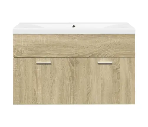 Vannasistabas Skapītis Ar Iebūvētu Izlietni, Ozolkoka Krāsa Vidaxl