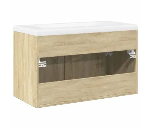 Vannasistabas Skapītis Ar Iebūvētu Izlietni, Ozolkoka Krāsa Vidaxl