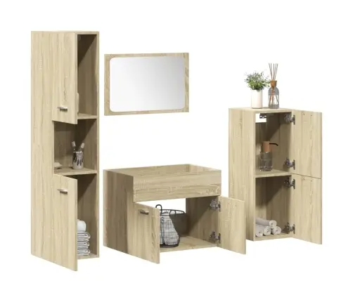 4-Daļīgs Vannasistabas Mēbeļu Komplekts, Sonomas Ozolkoka Vidaxl