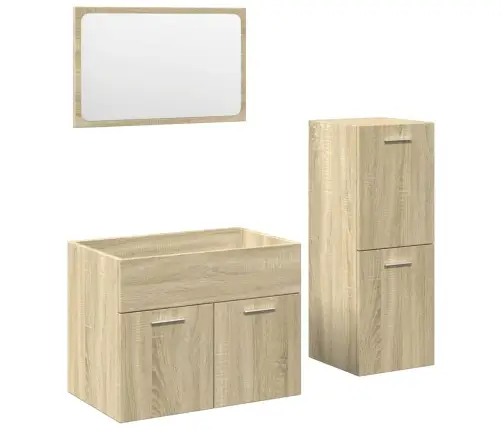 3-Osaline Vannitoa Mööblikomplekt, Sonoma Tamm, Tehispuit